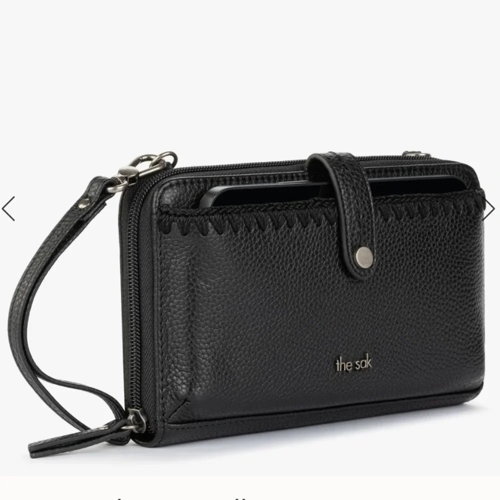 The‎ Sak Iris Smartphone Crossbody Bag Womens Small Black Leather New Wallet